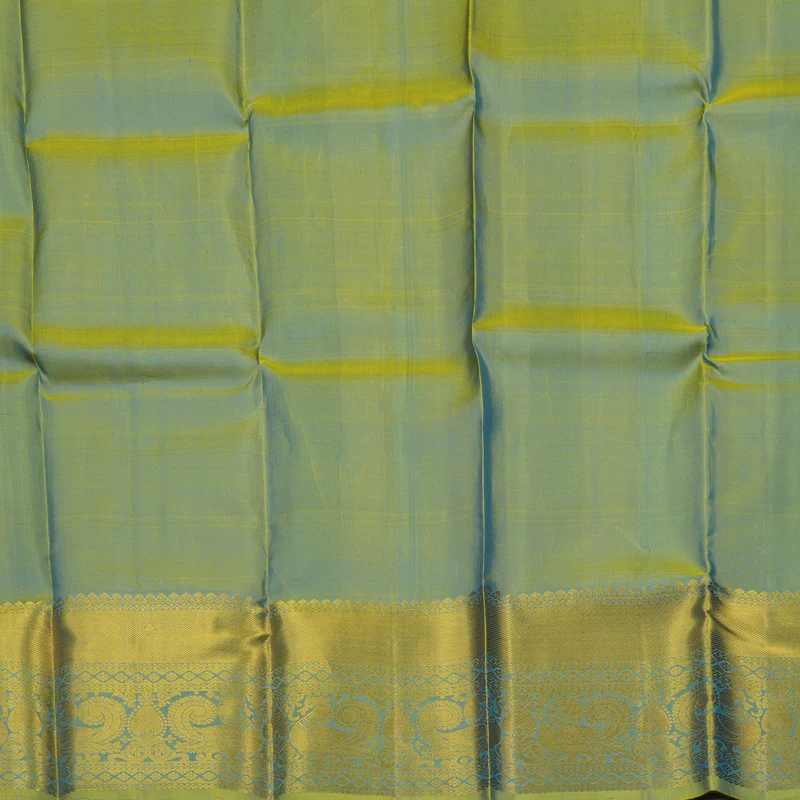 Hayagrivas Aqua blue Kanjivaram Pattu Pavadai with Sage Green border KBD1741A5-2 - Image 3