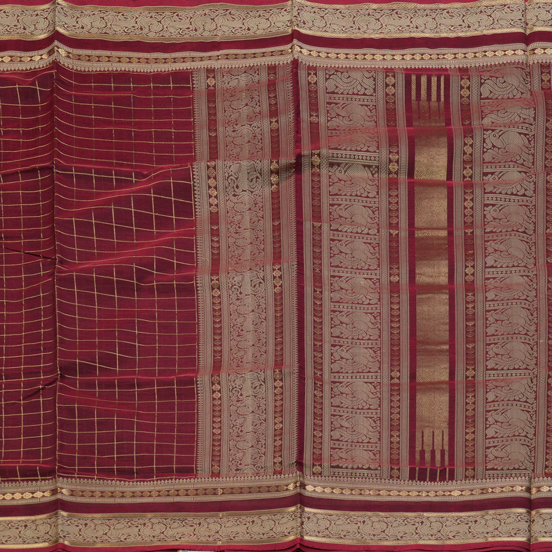 Hayagrivas Araku Maroon Kanchi Silk Cotton Saree KSBE124C7-16 - Image 4