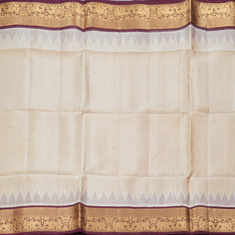 Hayagrivas Beige Handloom Soft Silk Saree KBE2189A1-4 - Image 3