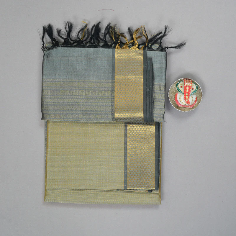 Hayagrivas Beige Kora Silk Cotton Saree SSCBF14D6-9