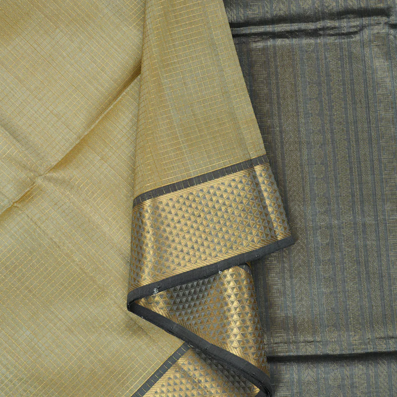 Hayagrivas Beige Kora Silk Cotton Saree SSCBF14D6-9 - Image 2