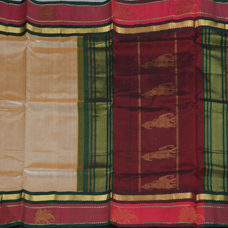 Hayagrivas Beige Pure Silk Cotton Saree SSCBF36D8-3 - Image 4