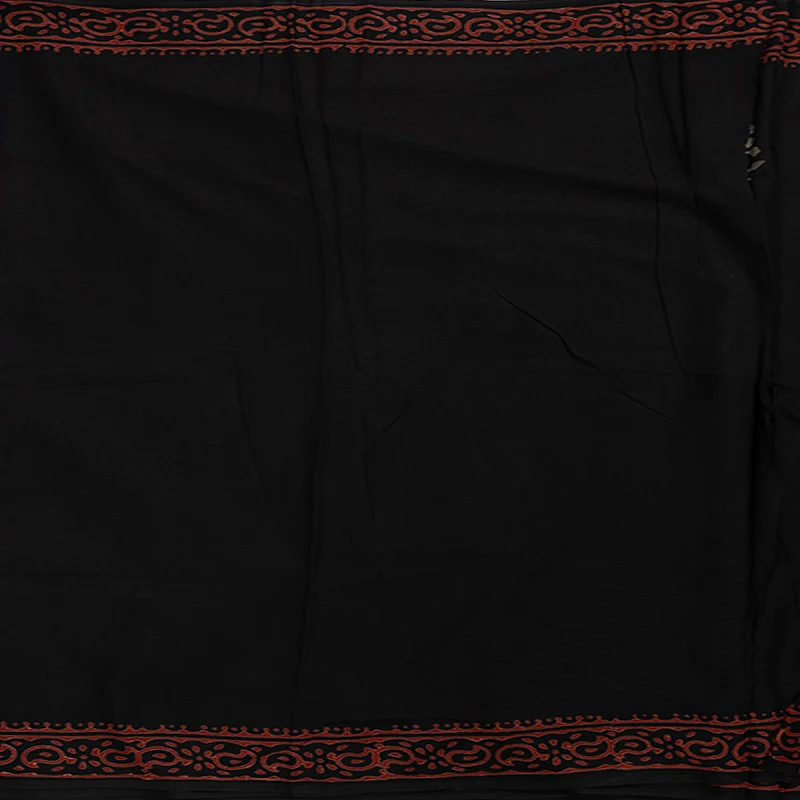 Hayagrivas Black Jaipur Cotton Saree KSBE107B4-6 - Image 3