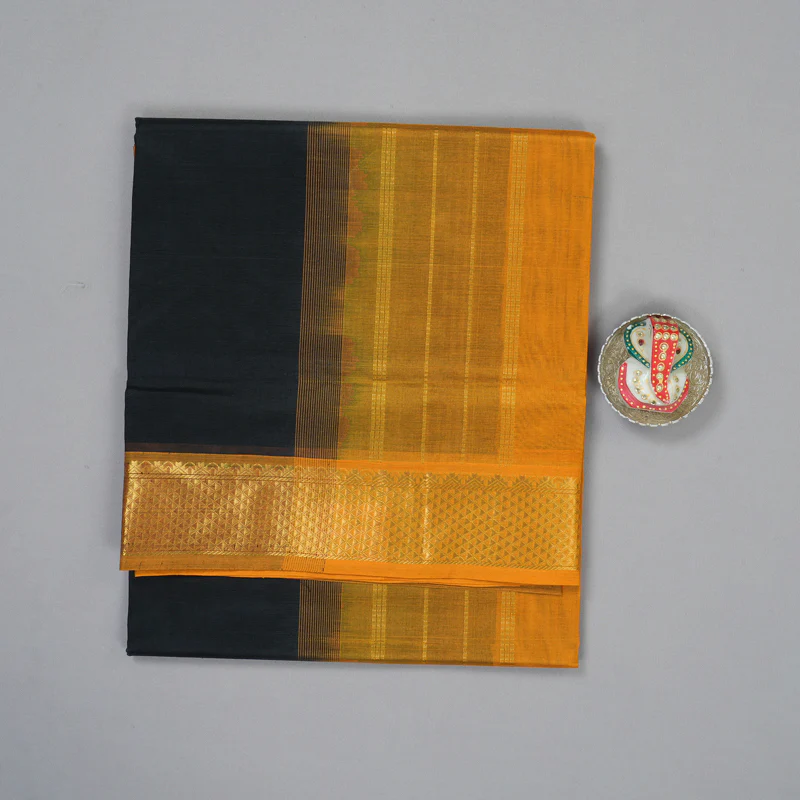 Hayagrivas Black Pure Silk Cotton Saree SSCBF13D3-25 - Image 2