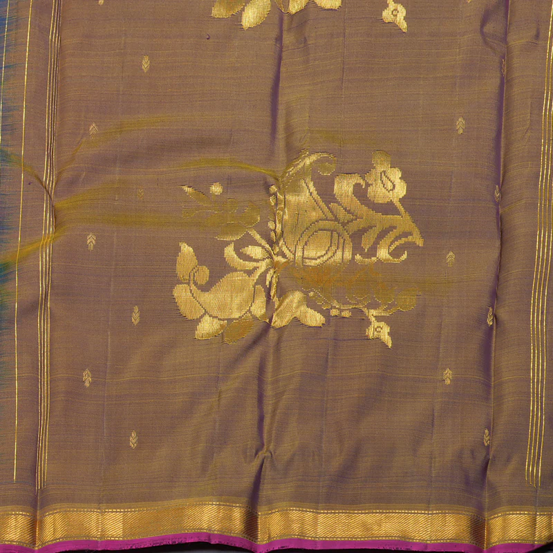 Hayagrivas Blue Handloom Kanjivaram Silk Saree with Honey Tone Border KBD1921B4-9 - Image 5