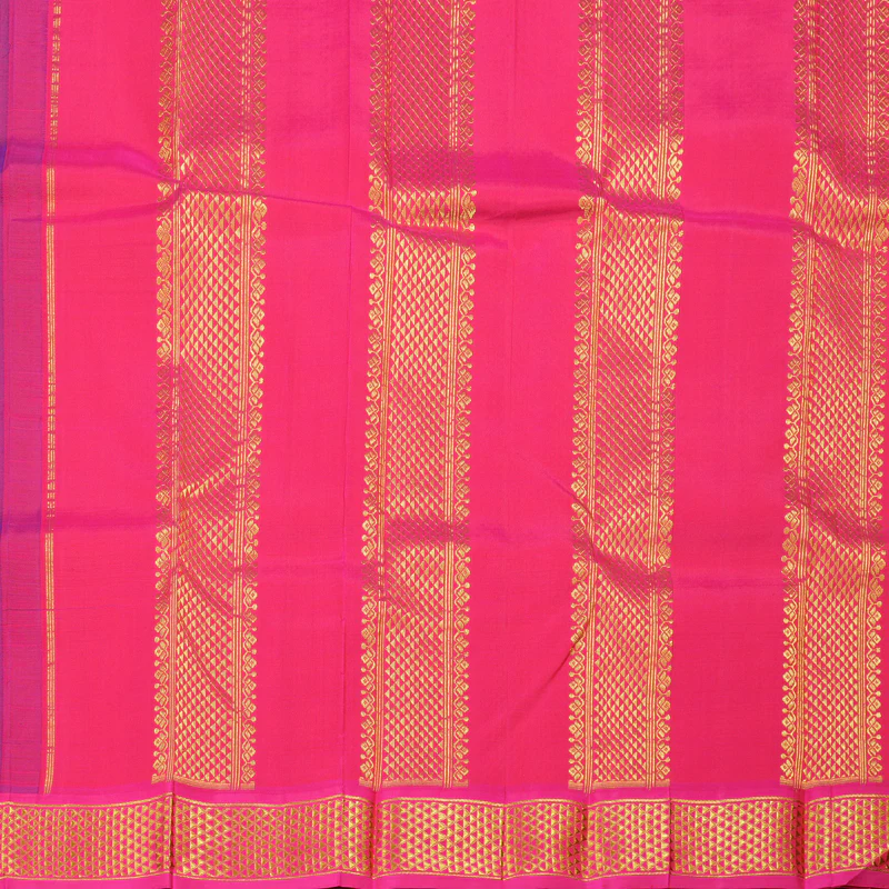 Hayagrivas Blue Handloom Kanjivaram Silk Saree with Purple Border KBD1922B2-7 - Image 5
