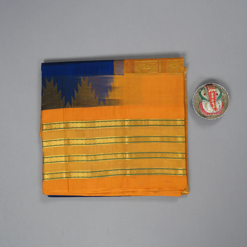 Hayagrivas Blue Pure Silk Cotton Saree SSCBF36D6-7 - Image 2