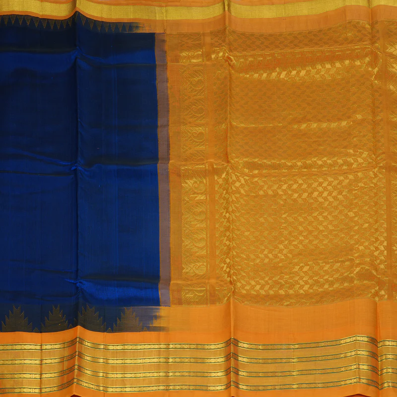 Hayagrivas Blue Pure Silk Cotton Saree SSCBF36D6-7 - Image 4