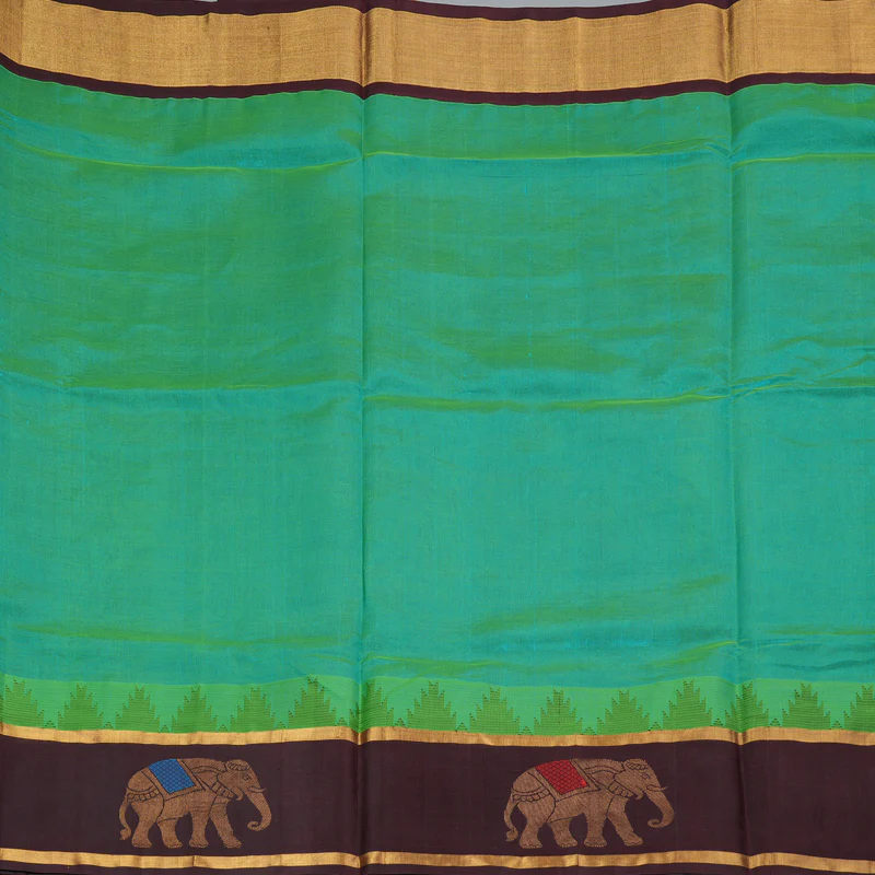 Hayagrivas Bluish-Green Pure Silk Cotton Saree SSCBF36D13-5 - Image 3