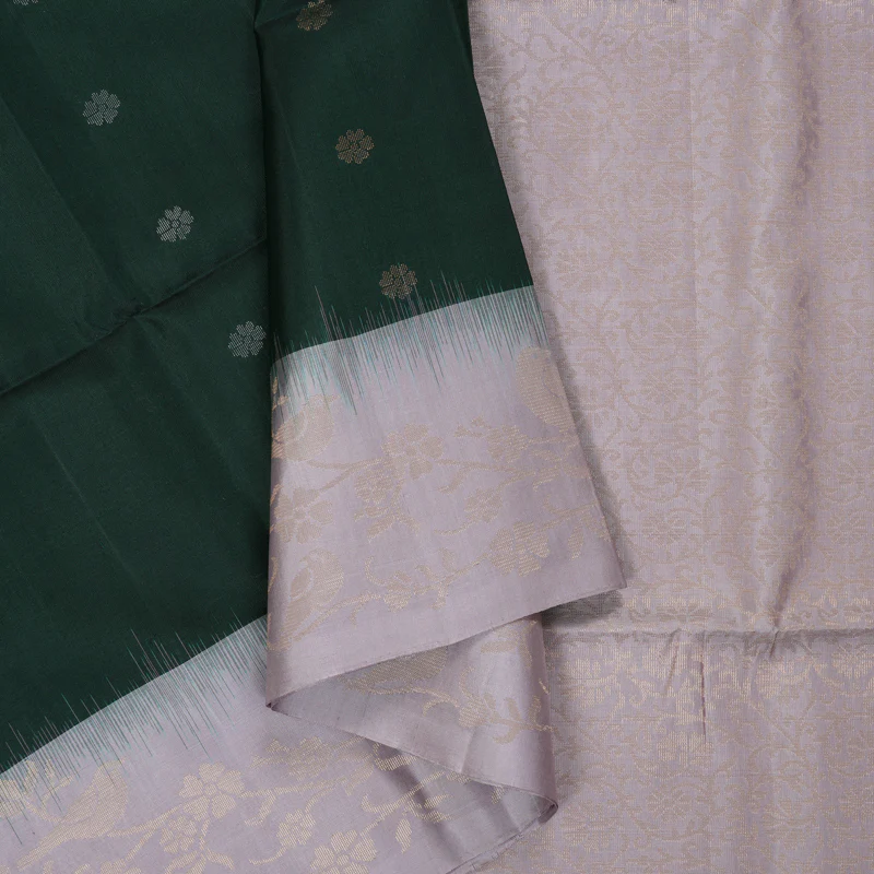 Hayagrivas Bottle Green Handloom Soft Silk Saree KBE2106A57-3 - Image 2