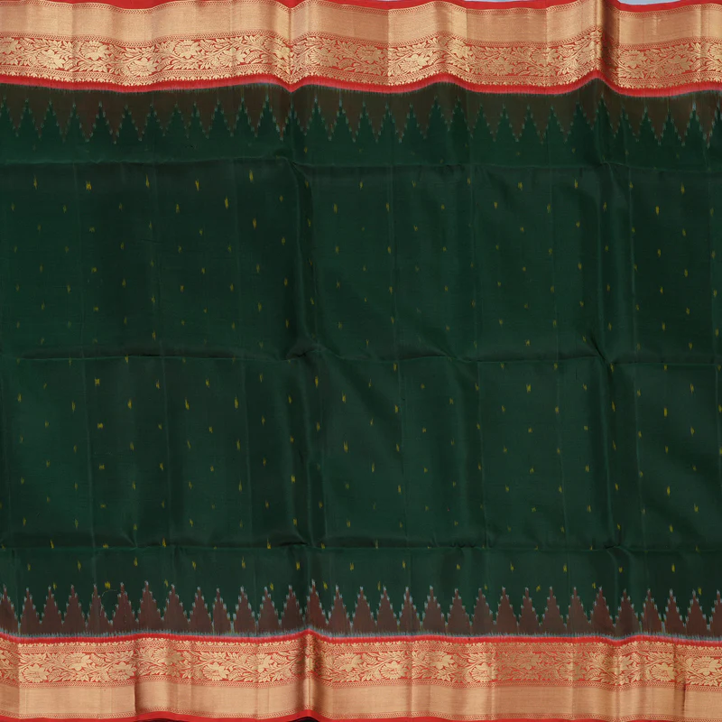 Hayagrivas Bottle Green Handloom Soft Silk Saree KBE2189A1-6 - Image 3