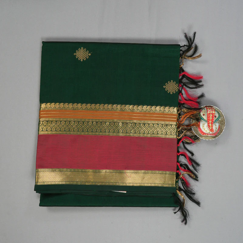 Hayagrivas Bottle Green Kanchi Silk Cotton Saree KSBE124C9-2