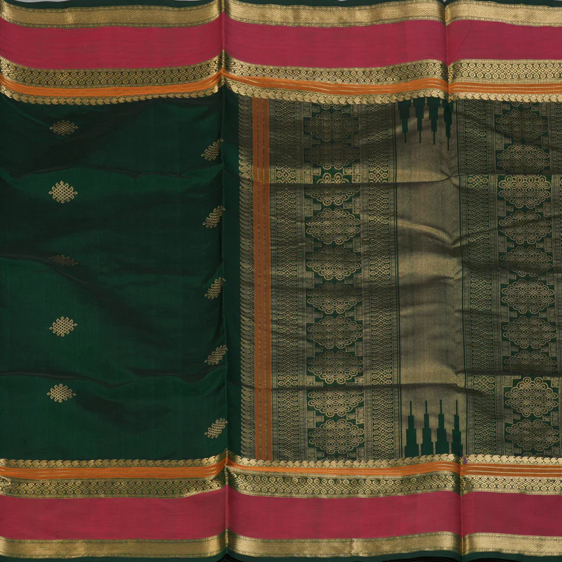 Hayagrivas Bottle Green Kanchi Silk Cotton Saree KSBE124C9-2 - Image 4