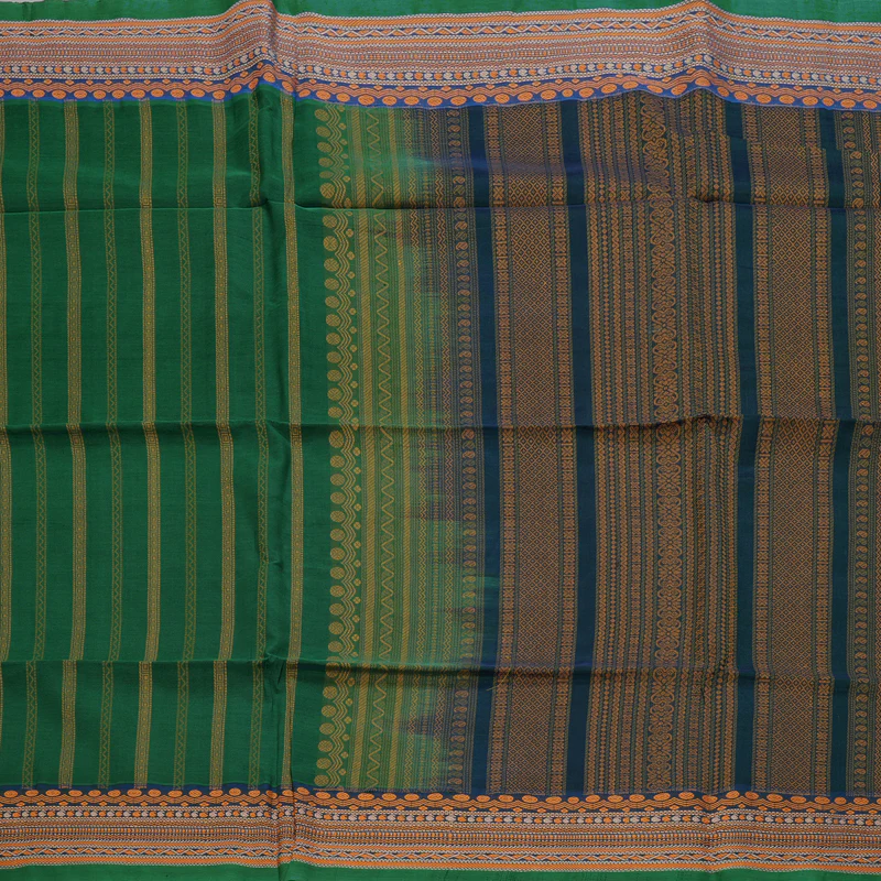 Hayagrivas Bottle Green Kora Silk Cotton Saree SSCBF15D5-1 - Image 4