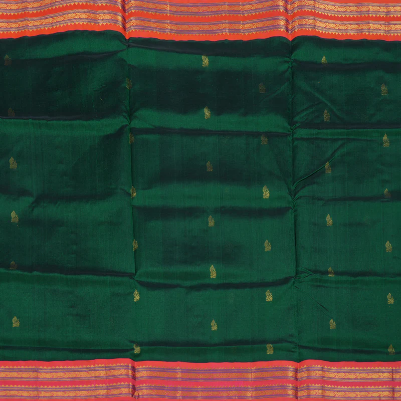 Hayagrivas Bottle Green Pure Silk Cotton Saree KBE2072A7-7 - Image 3