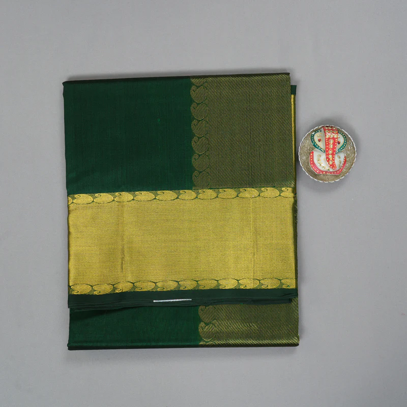 Hayagrivas Bottle Green Pure Silk Cotton Saree SSCBF14D3-12 - Image 2