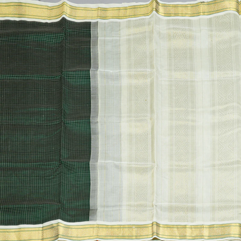 Hayagrivas Bottle Green Pure Silk Cotton Saree SSCBF16D2-20 - Image 4