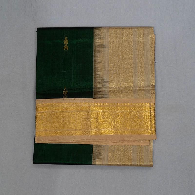 Hayagrivas Bottle Green Pure Silk Cotton Saree SSCBF34D5-13 - Image 2