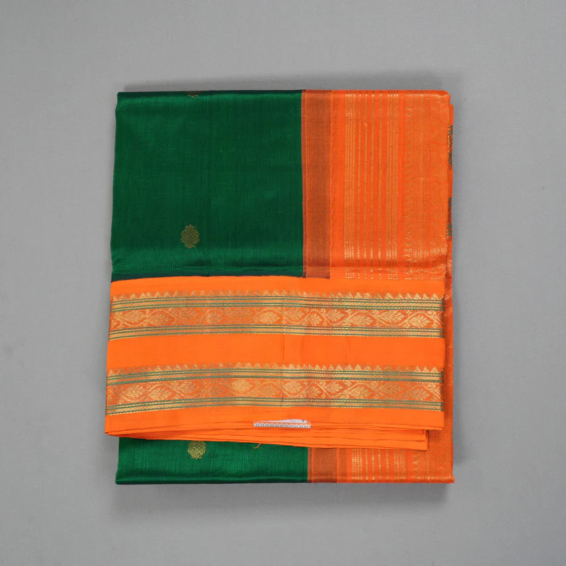 Hayagrivas Bottle Green Pure Silk Cotton Saree SSCBF36D3-11 - Image 2