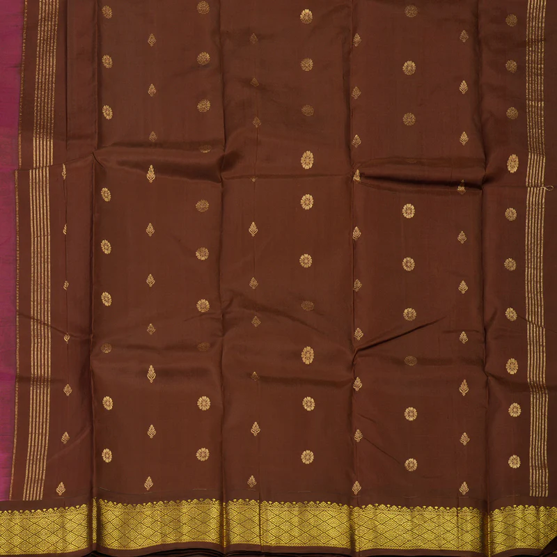 Hayagrivas Bright Pink Pure One-sided Border Kanjivaram Silk Saree KBE1827L1-20 - Image 5