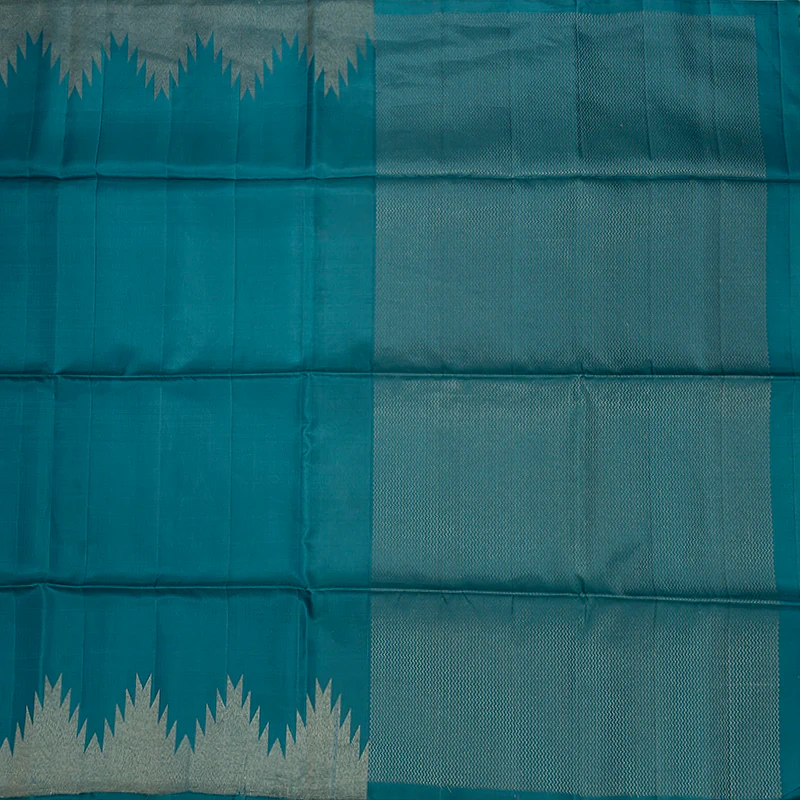 Hayagrivas Cyan Blue Handloom Soft Silk Saree KBE2229B1-2 - Image 4