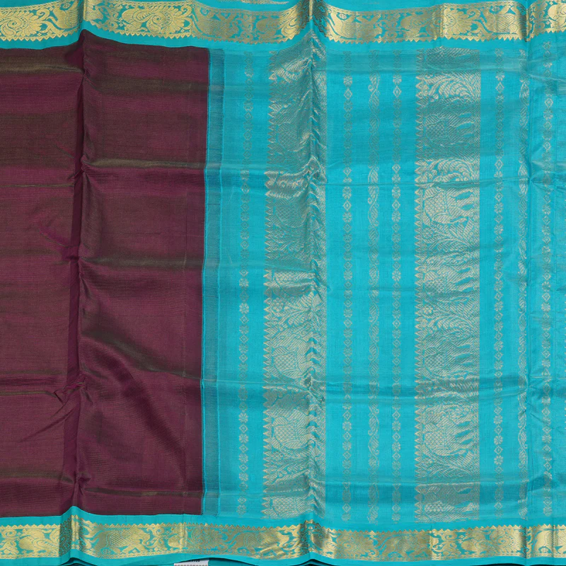 Hayagrivas Dark Purple Pure Silk Cotton Saree SSCBF56E1-3 - Image 4