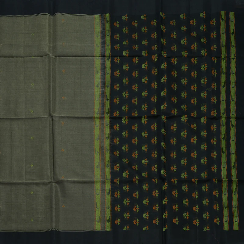Hayagrivas Elephant Grey Kora Silk Cotton Saree KBE2153A3-33 - Image 4