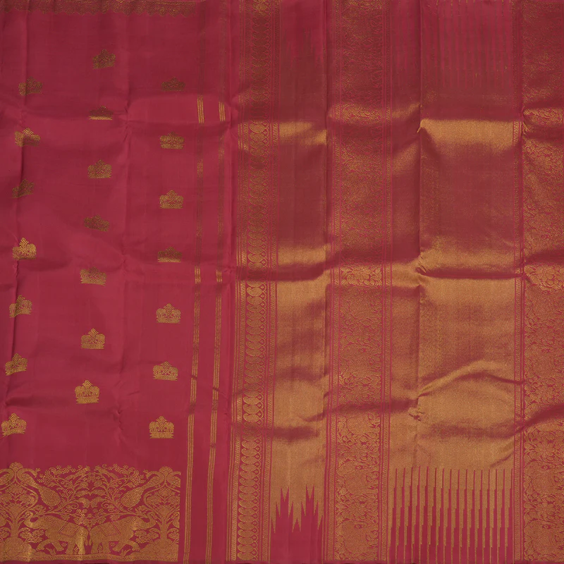 Hayagrivas Exclusive Bridal Kanjivaram Silk Saree in Monotoned shade of Deep Red KBE495F6-1 - Image 6