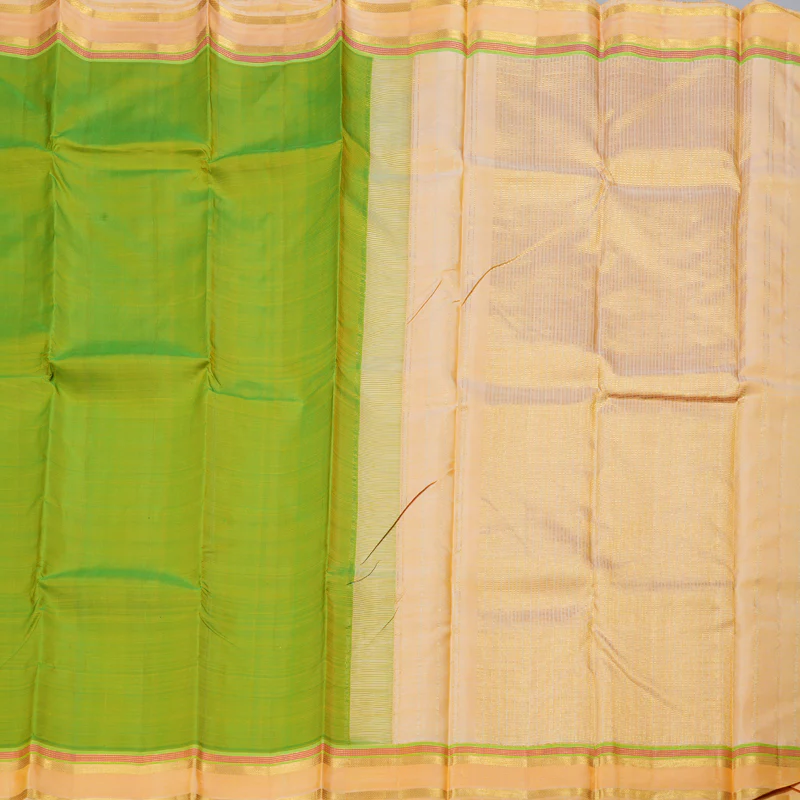 Hayagrivas Fluorescent Green Handloom Kanjivaram Silk Saree with Sandal Border KBD1638A4-6 - Image 4