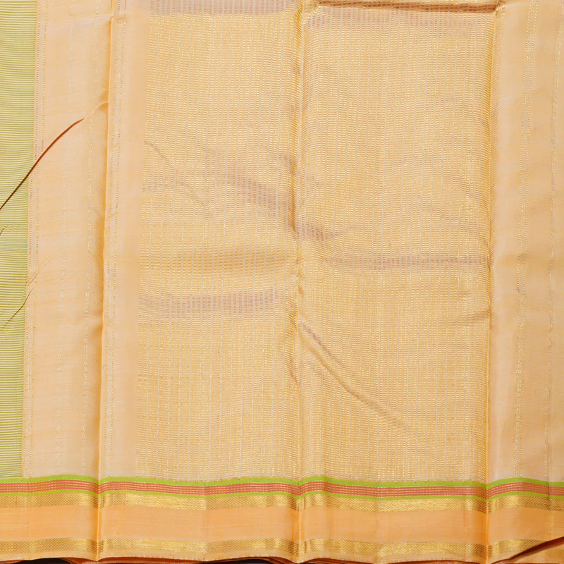 Hayagrivas Fluorescent Green Handloom Kanjivaram Silk Saree with Sandal Border KBD1638A4-6 - Image 6
