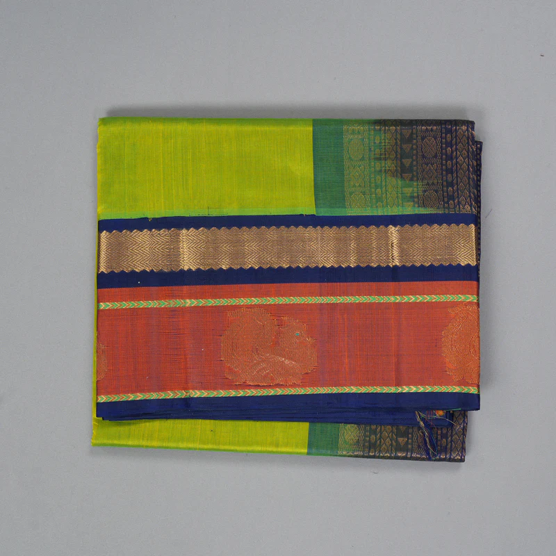 Hayagrivas Fluorescent Green Pure Silk Cotton Saree SSCBF36D8-10 - Image 2