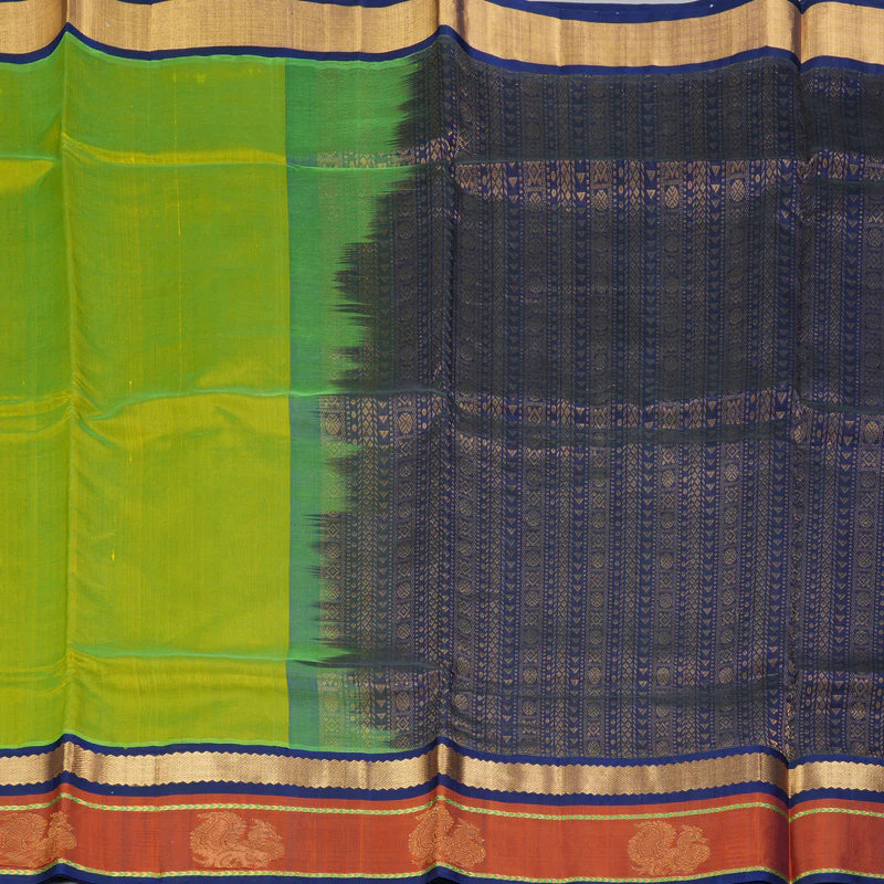 Hayagrivas Fluorescent Green Pure Silk Cotton Saree SSCBF36D8-10 - Image 4