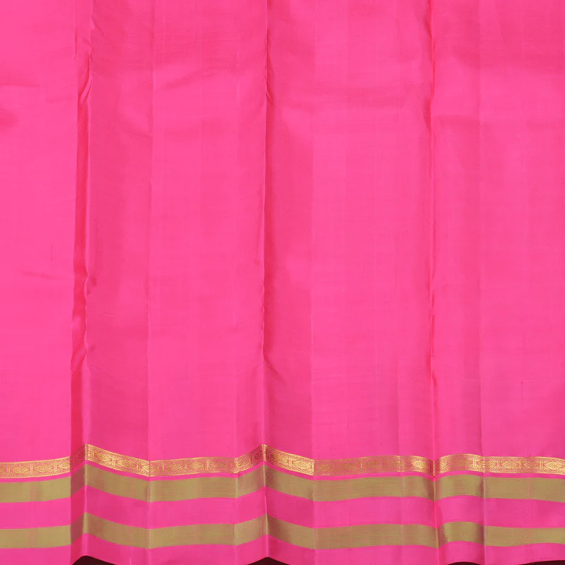 Hayagrivas Half White Handloom Kanjivaram Silk Saree with Multi Colour Checks Border KBE227D4-2 - Image 6