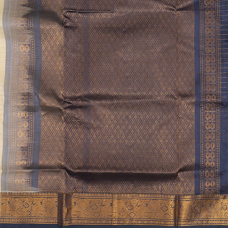 Hayagrivas Half-White Pure Silk Cotton Saree SSCBF13D15-1 - Image 4