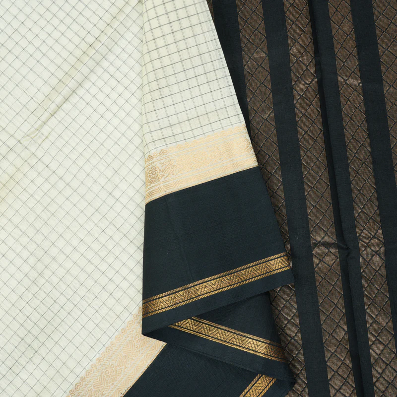 Hayagrivas Half-White Pure Silk Cotton Saree SSCBF16D2-13