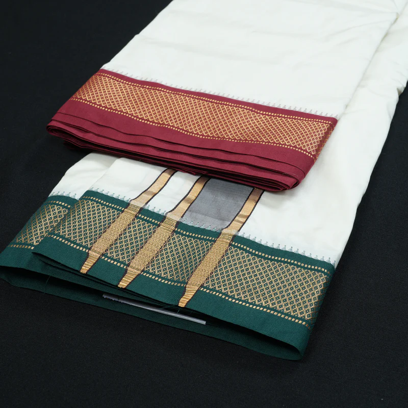 Hayagrivas Handloom 8*4 Silk Dhothi KBF320E1-4 - Image 2