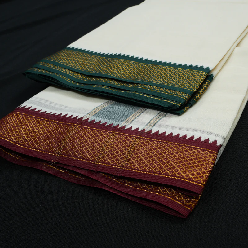 Hayagrivas Handloom 9*5 Cotton Dhoti 7 Kan KBE470F2-1 - Image 2
