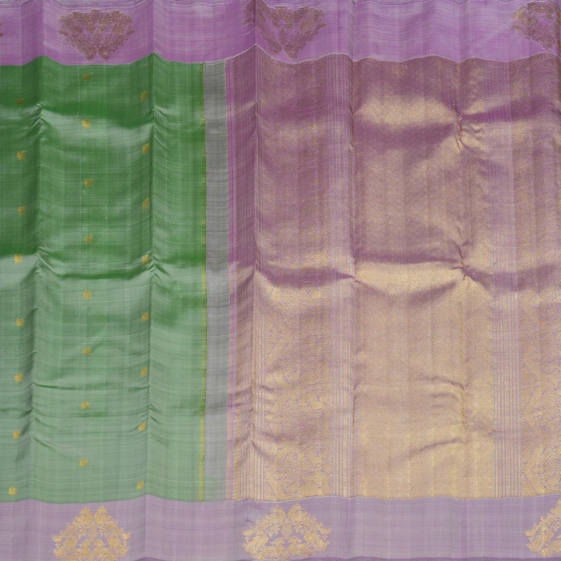 Hayagrivas Handloom Apple Green Kanjivaram Silk Saree with Lilac Border BE807-SBS - Image 5