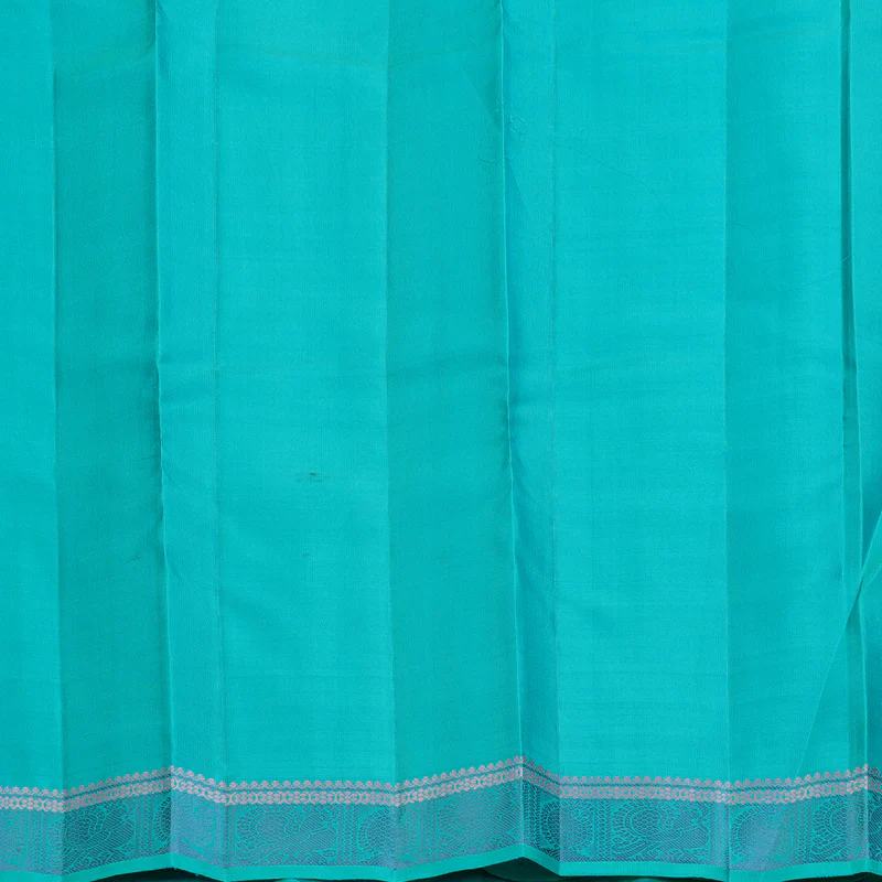 Hayagrivas Handloom Aqua Blue Kanjivaram Silk Saree with Sea Blue Border KBF287E9-4 - Image 6