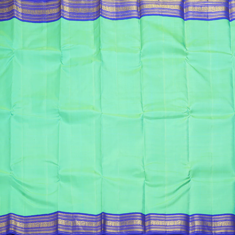 Hayagrivas Handloom Aqua Green Kanjivaram Silk Saree with MS Blue Border KBF273E3-1 - Image 4