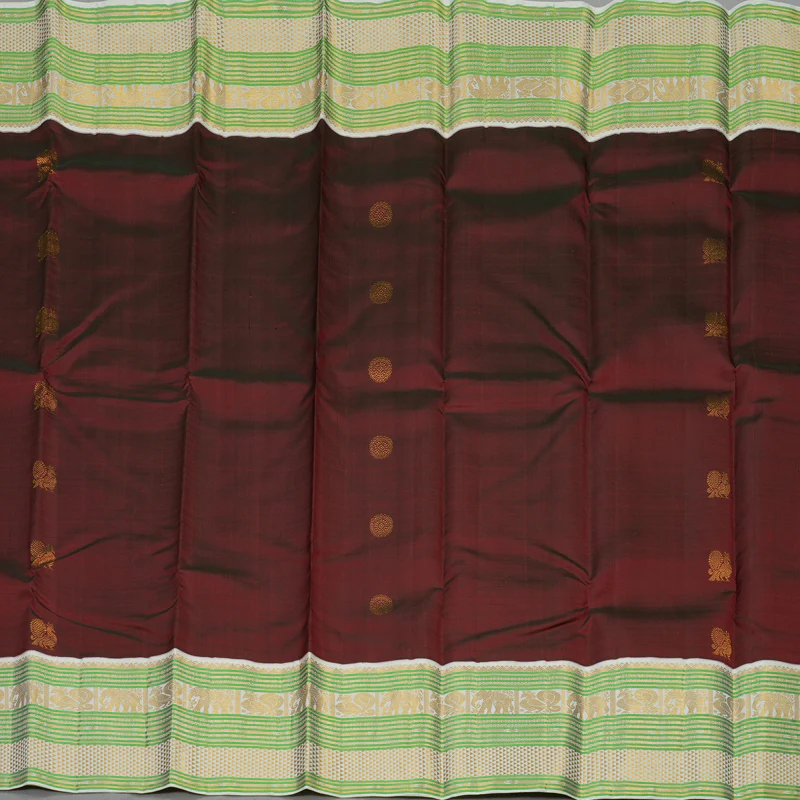 Hayagrivas Handloom Araku Maroon Kanjivaram Silk Saree with Half White Border KBE1606K2-1 - Image 5