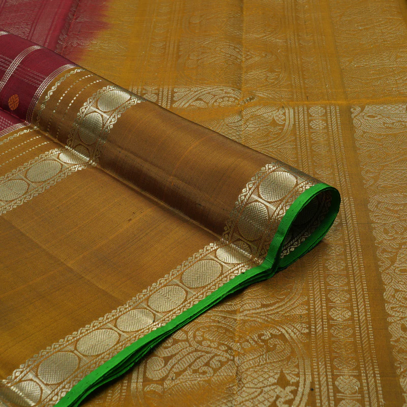 Hayagrivas Handloom Araku Maroon Kanjivaram Silk Saree with Metallic Gold Border KBD1745A3-5 - Image 3