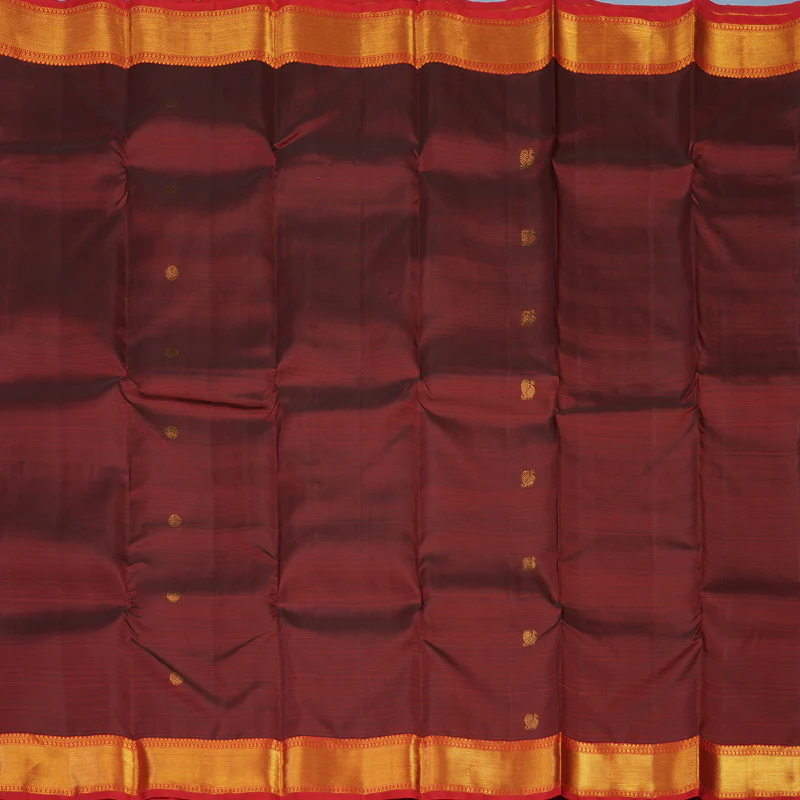 Hayagrivas Handloom Araku Maroon Kanjivaram Silk Saree with Red Border KBE2078A8-1 - Image 4