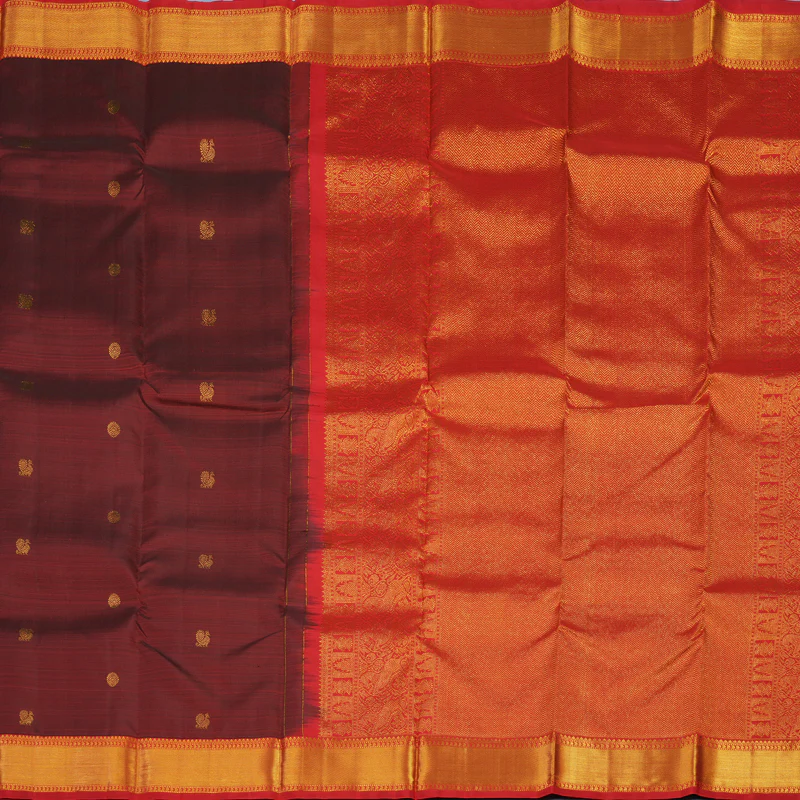 Hayagrivas Handloom Araku Maroon Kanjivaram Silk Saree with Red Border KBE2078A8-1 - Image 5
