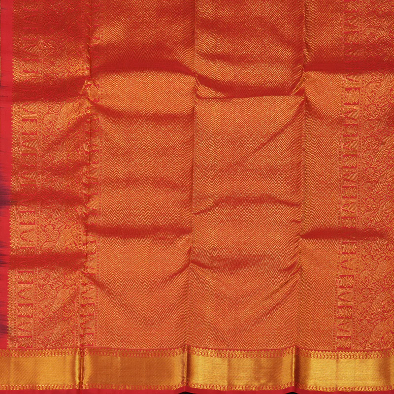 Hayagrivas Handloom Araku Maroon Kanjivaram Silk Saree with Red Border KBE2078A8-1 - Image 6