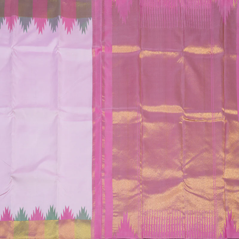 Hayagrivas Handloom Baby Pink Kanjivaram Silk Saree with Temple Border KBE1011I4-1 - Image 5
