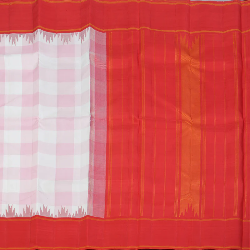 Hayagrivas Handloom Baby Pink & White Checks Kanjivaram Silk Saree KBF159D1-1 - Image 6
