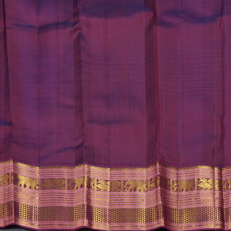Hayagrivas Handloom Beige Kanjivaram Silk Saree with Dark Purple Border KBF411F26-1 - Image 6