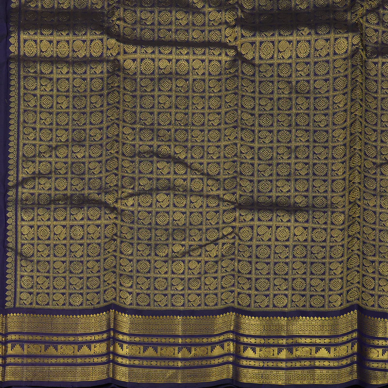 Hayagrivas Handloom Beige Kanjivaram Silk Saree with Midnight Blue Border KBE2086A13-1 - Image 7