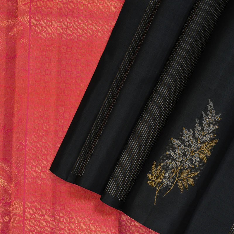 Hayagrivas Handloom Black Kanjivaram Silk Saree KBF210E38-1 - Image 2